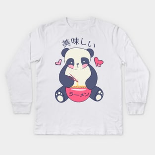 Panda ramen Kids Long Sleeve T-Shirt